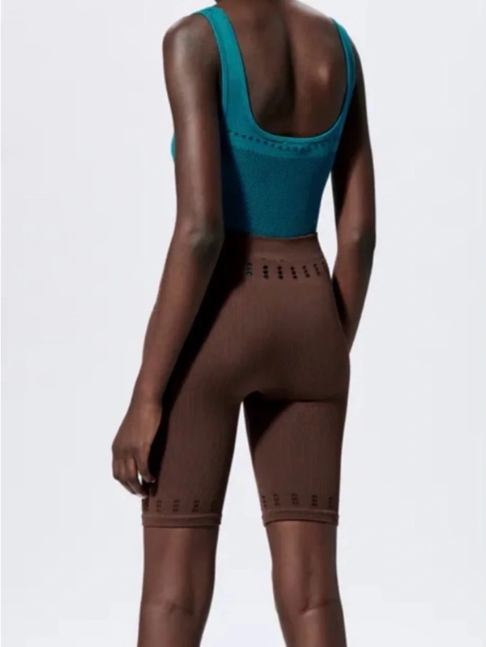Zara Teal Seamless Knit Tank bodysuit